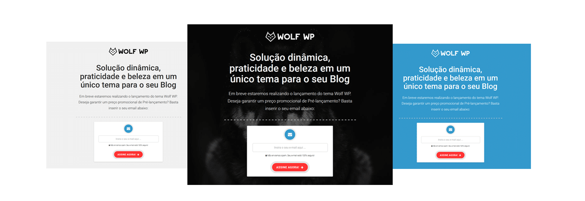 Página de Captura (Landing Page) - Tema WordPress Wolf WP
